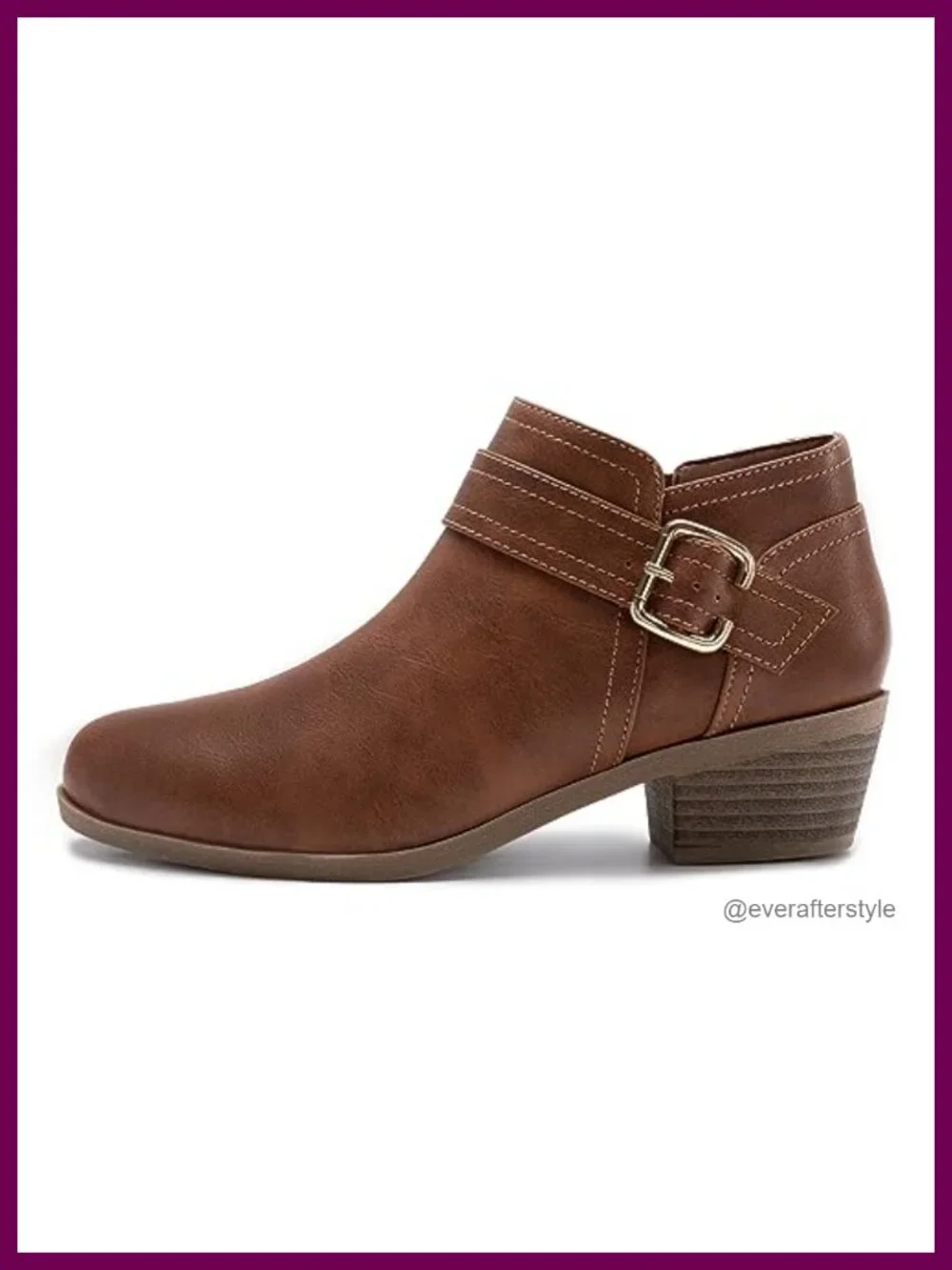 Chunky Low Heel Ankle Boots Pointed Toe Side Zipper PU